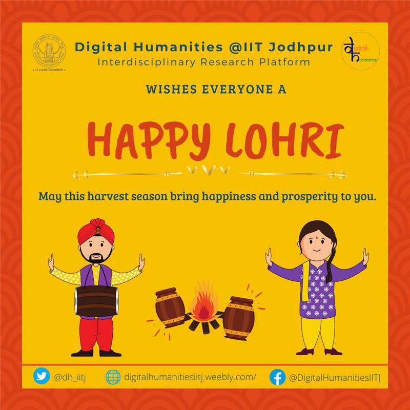 Digital Humanities@IIT Jodhpur (@dh_iitj) on Twitter photo This Lohri, the entire DH fraternity <a href="/dh_iitj/">Digital Humanities@IIT Jodhpur</a> wishes that the fire burns away all the sadness from your life and enlightens your world. Luck, happiness, and Happy Lohri to all!
#HappyLohri This Lohri, the entire DH fraternity <a href="/dh_iitj/">Digital Humanities@IIT Jodhpur</a> wishes that the fire burns away all the sadness from your life and enlightens your world. Luck, happiness, and Happy Lohri to all!
#HappyLohri