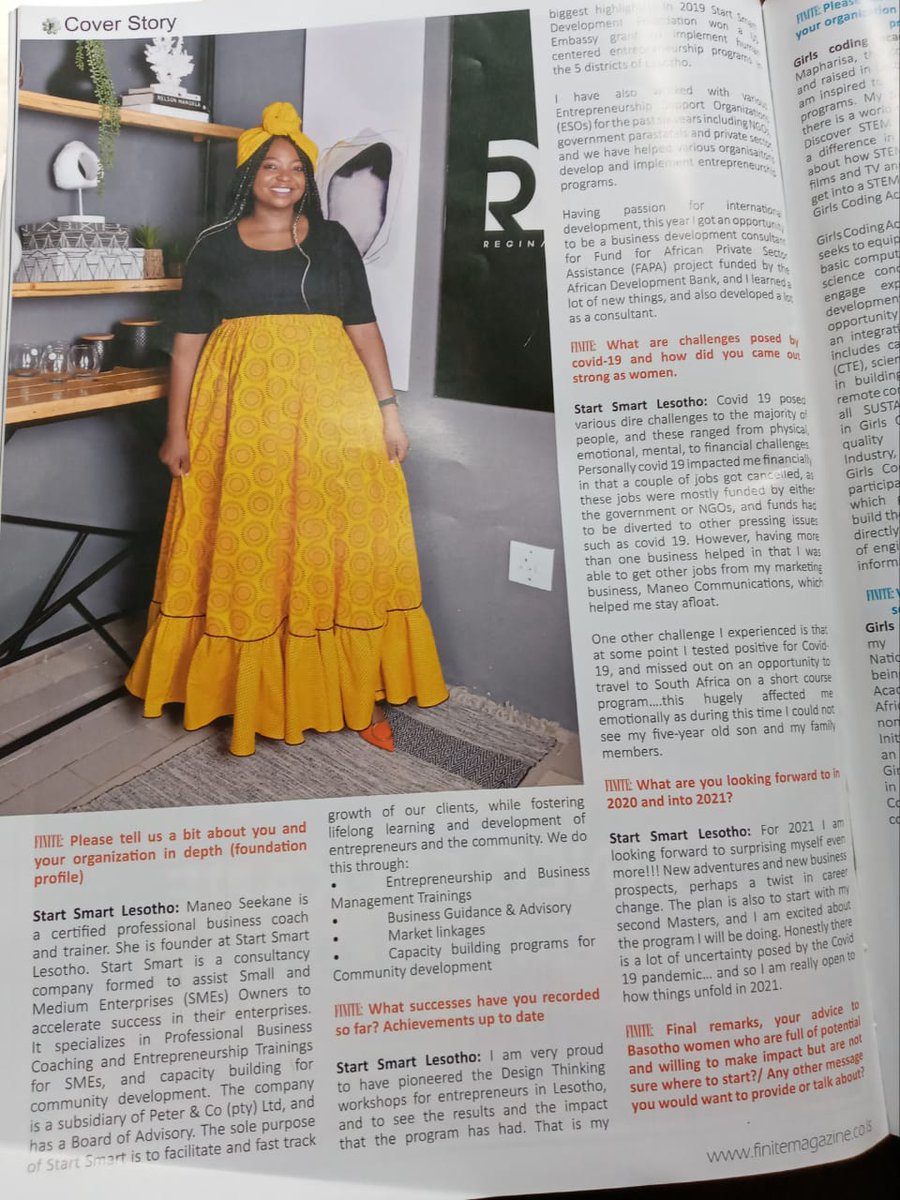 startsmartLes's tweet photo. Did we mention we made the cover of FINITE Magazine 🇱🇸🇱🇸💃
Our CIO Maneo Seekane (@maneo_seekane) spoke in detail #DesignThinking work we do with our country's MSMEs❤️
We made the cover with our nation's most amazing trailblazers in skills &amp; career development. What an Honor! 😇 https://t.co/vvlKKWseGc