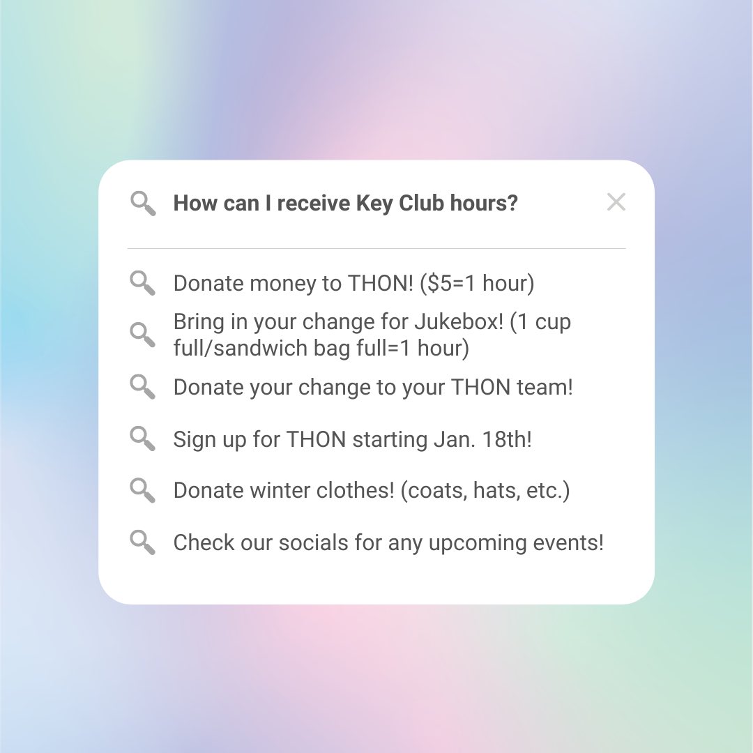 ihskey's tweet photo. Need more Key Club hours? Here’s some opportunities you can take advantage of!! Check our socials for any new events coming up! https://t.co/xnzhvD0XQR