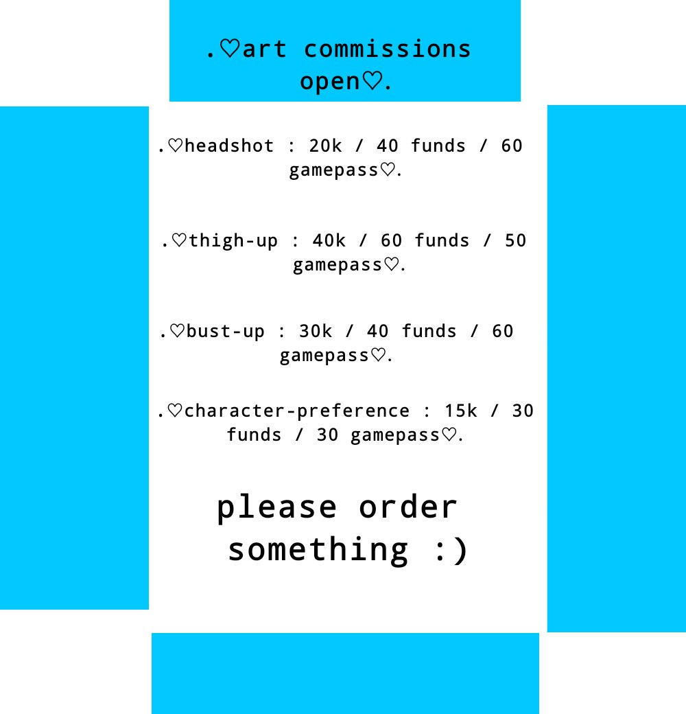 DumAzzWaifu's tweet photo. Art commissions! #art #diamands #rhtrading #robloxrobux #artrh #royale high #roblox chibi and anime https://t.co/1gEWRt7Cre
