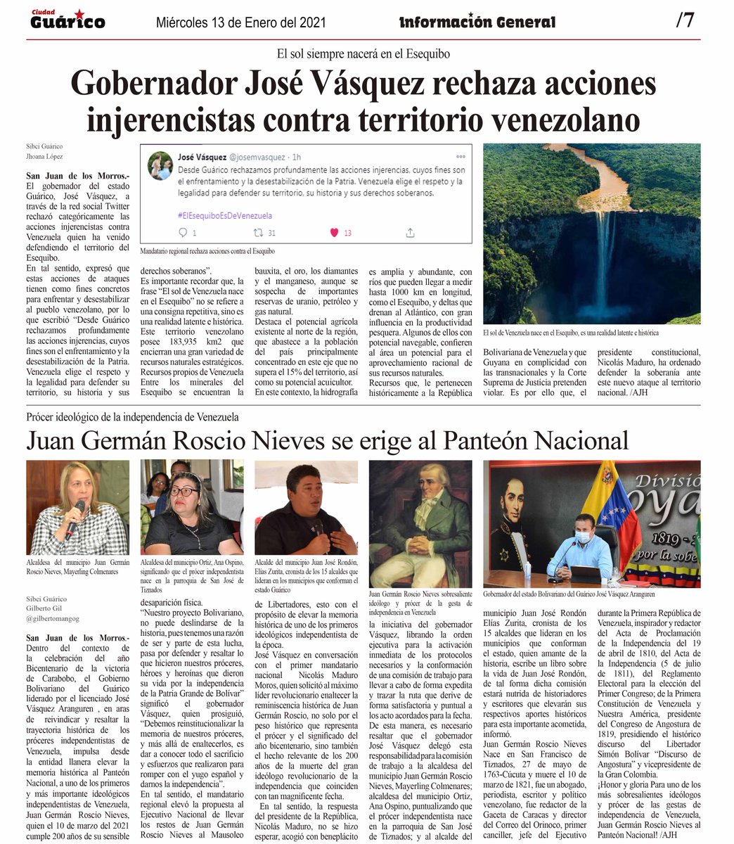 #InfoGeneral📰 Gobernador José Vásquez rechaza acciones injerencistas contra territorio venezolano ❌

#EnUnidadPatriótica
#EnCuerpoYAlmaPorGuárico