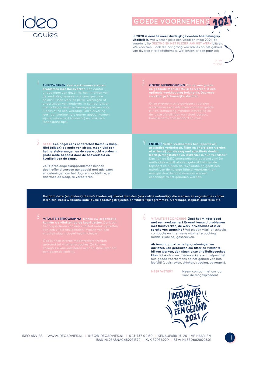 2021... heb je al nagedacht over de ‘vitaliteits-goede voornemens’ voor jouw organisatie /collega’s / medewerkers? Wij hebben wat ideeën 💡en tips op een rijtje gezet. #happyhealthy #thuiswerken #vitaliteit #gezondevoornemens