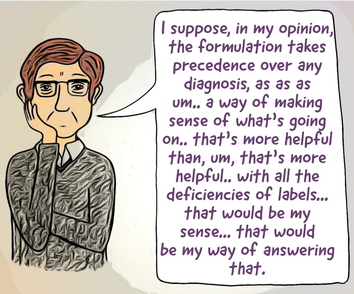 It isn't trauma informed to force formulations on patients who don't consent, to remove all their control & choice, & to share their most painful secrets without their knowledge. I've started transcribing direct quotes from my mental health appointments & illustrating them...