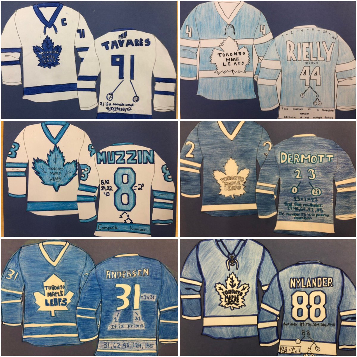 Ms_Lancione's tweet photo. Today is @MapleLeafs #LeafsDay @stjeromestcdsb to cheer them on for their first game of the season tonight #GoLeafsGo! Check out the prime factorization of these players’ jerseys! https://t.co/JmnfdLUPzW