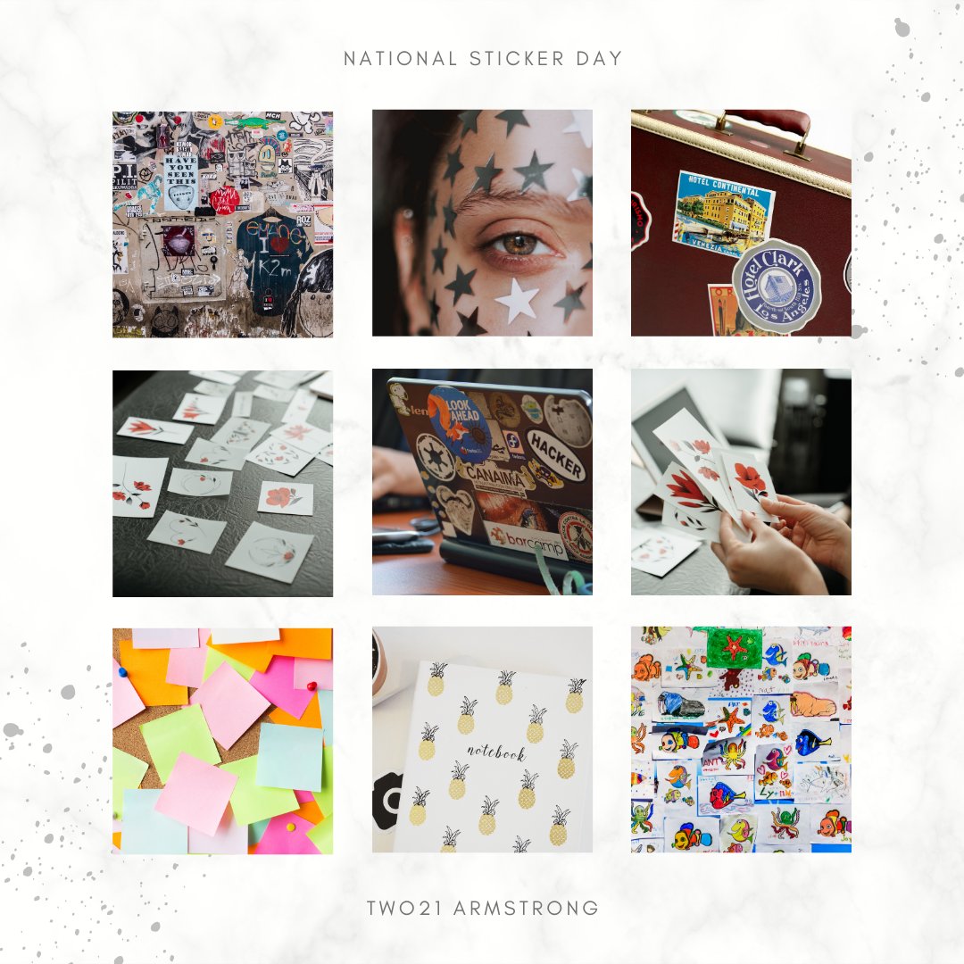 Two21Armstrong's tweet image. It's National Sticker Day! Showcase your favorite stickers today by posting them and tagging us on social media. 

#two21armstrong #rampartnersllc #nationalstickerday #studenthousing