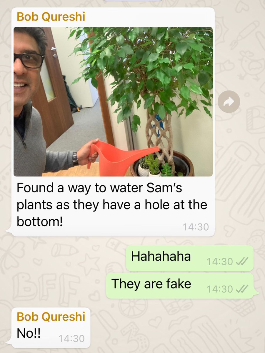 iview_studios's tweet photo. The moment @bobqureshi130 realised he’d been watering Sam’s fake desk plants and wondering why they weren’t growing 😂
#plantcare #studiocheckin #facetofaceMRX #planthack #fakeplants https://t.co/PTiPikBxgU
