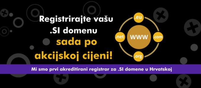 Imali smo čast postati još jedan akreditirani registrar te tako postali prvi akreditirani registrar za .SI domene u Hrvatskoj !
Registrirajte .SI domenu po akcijskoj cijena na: plnb.hr/si