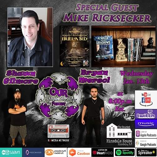 ShawnParadad's tweet photo. Our Paranormal podcast this weeks special guest @MikeRicksecker from @HauntedRoadMed Live on RU Media Network LLC Facebook, YouTube  and Spreaker pages. This Wednesday at 8PM Eastern. We are proud to be sponsored by @hinsdalehaunt
https://t.co/zuD3xdy6Cy
https://t.co/LWiMWxX65q https://t.co/3UXSD7HWUA