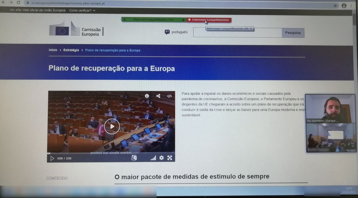 Ao inicio da tarde realizámos, por videoconferência, o 2.º webinar Debates com os Cidadãos, estudantes do 11.º técnico comercial da <a href="/EComercioPorto/">EscolaComércioPorto</a>, sobre o Futuro da Europa e o Plano de Recuperação para a Europa. 
+Informações⤵ bit.ly/DebateCidadaos…
#FutureofEurope <a href="/CE_PTrep/">Comissão Europeia em Portugal</a>
