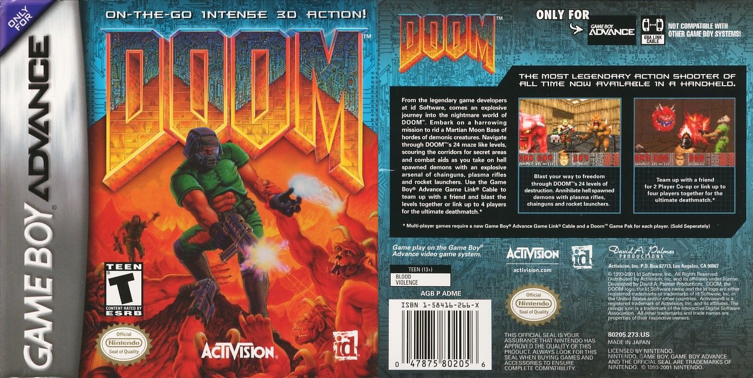 Retro Game Geeks on Twitter: "DOOM: Here's the cover for the 2001 GBA port  of the 1993 MS-DOS game. A brilliant version of a PC classic this was not  just technically great