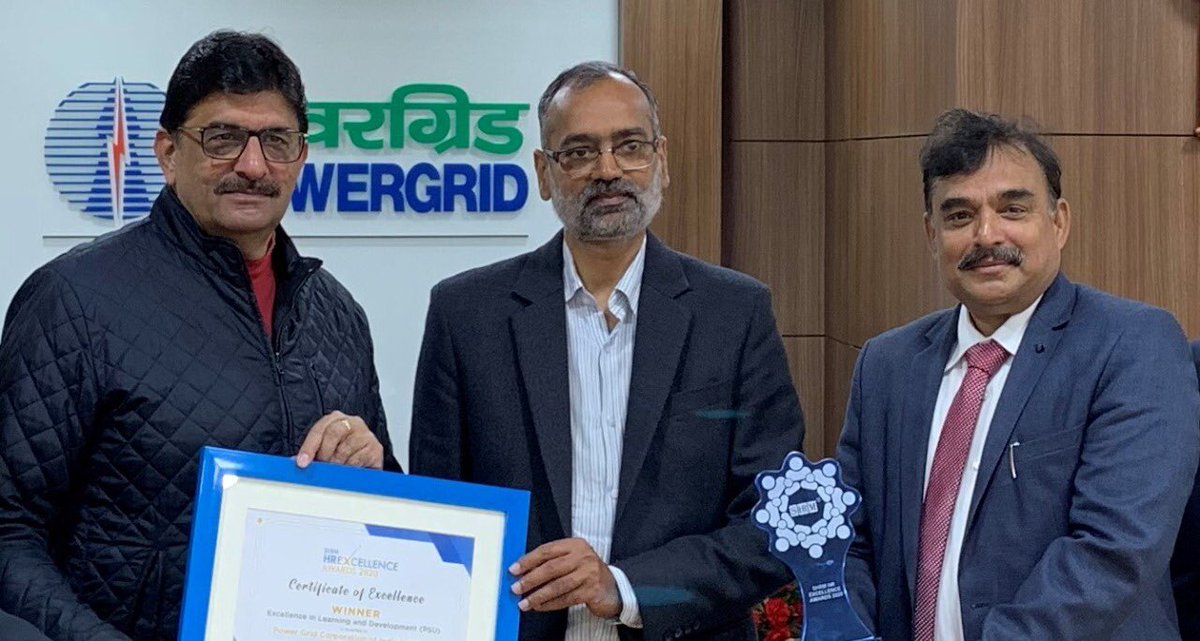 pgcilindia's tweet photo. The award was presented to Mr. K. Sreekant, CMD, and Mr. V. K. Singh, Director (Personnel) POWERGRID in person. (2/2) https://t.co/sZeEJYoF6c