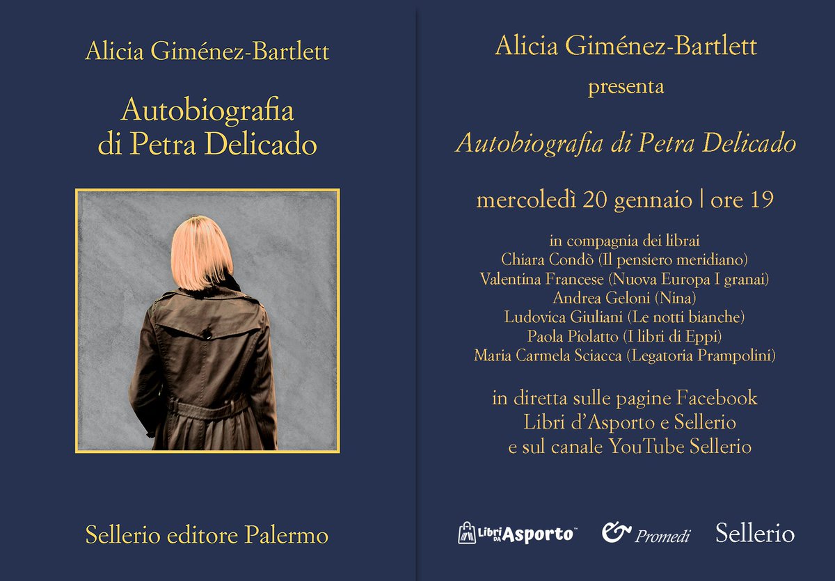 sellerioeditore's tweet photo. Un romanzo sorprendente che sposta il centro del racconto dal delitto al personaggio. Mercoledì 20 gennaio alle 19 Alicia Giménez #Bartlett presenta in streaming "Autobiografia di #PetraDelicado" 
https://t.co/EJSC7i9f7c https://t.co/Mb9JET8zAt