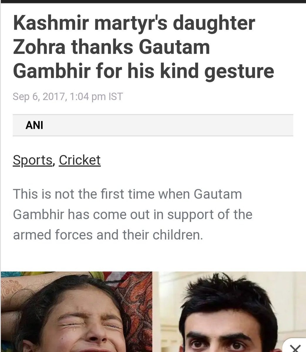 Gautam Gambhir foundation takes cares of hundreds of children of martyrs