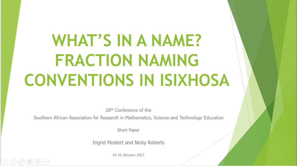 saarmste's tweet photo. Ingrid Mostert (#easterncapechapter) and Nicky Roberts (#gautengchapter) taking us through Fraction Naming conventions in IsiXhosa. #saarmste2021 https://t.co/6wuqgf2AFa