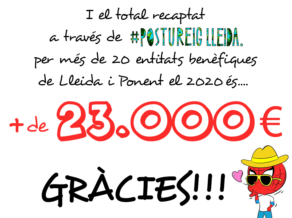 SÚPERFIL: Recapte final de 2020 des de #PostureigLleida per més de 20 entitats de #Lleida i #Ponent i com podeu seguir col·laborant (Ajudeu amb la difusió siusplau! botiga.postureiglleida.com): El 2020 hem pogut recaptar 23.000 euros! A continuació explico com i com es reparteix: