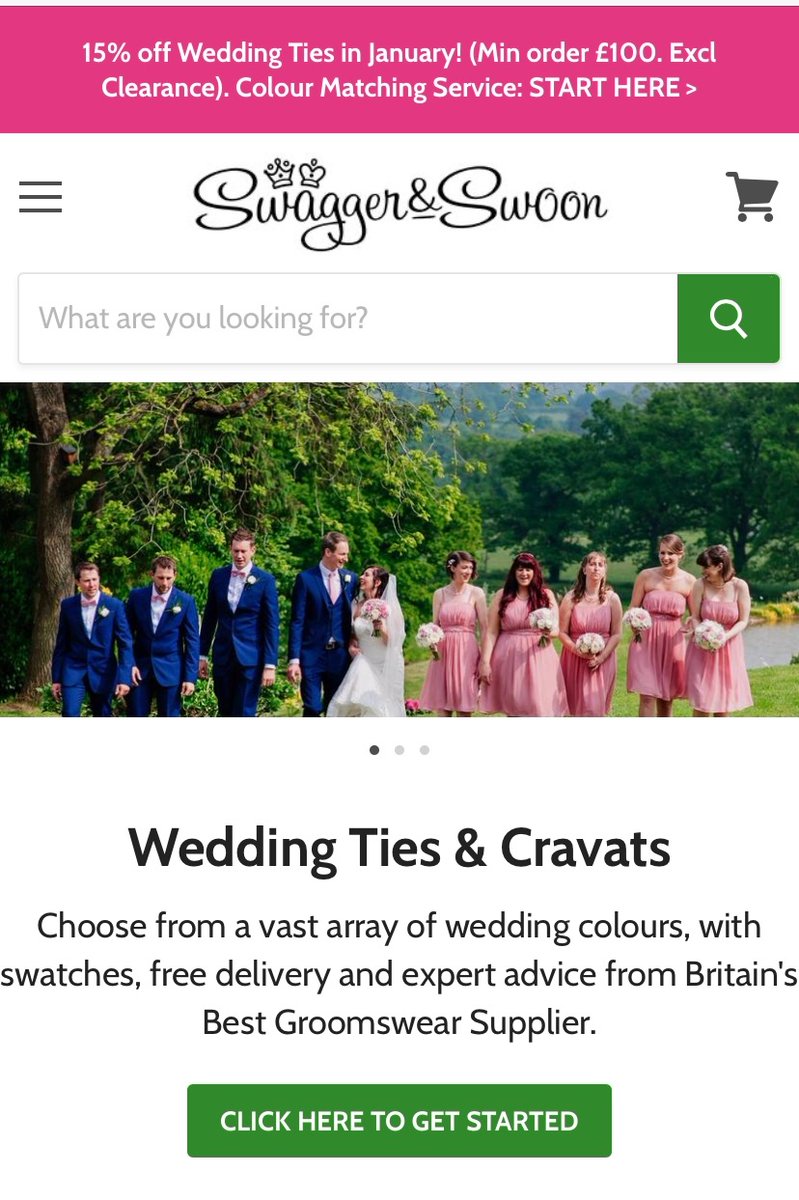 15% off Wedding Ties in January 😁 Order your colour swatches at swaggerandswoon.com to get started.
