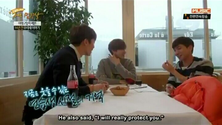 It was like love at first sight for Leeteuk. Donghae was 14 and was cleaning the tables in SM cafeteria and Leeteuk was like I am going to make this kid my son