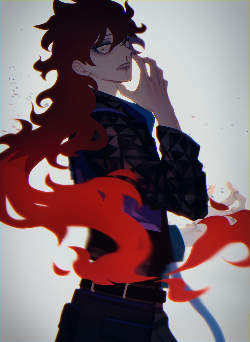 1boy male focus solo long hair long sleeves red hair pants  illustration images