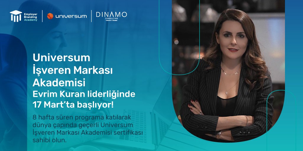__Dinamo__'s tweet image. Universum İşveren Markası Akademisi, 17 Mart&apos;ta 
@evrimkuran liderliğinde 6. kez başlıyor. Online sertifika programı hakkında detaylı bilgi için info@dinamo.co adresinde bize ulaşabilirsiniz. #İşverenMarkasıAkademisi #EmployerBrandingAcademy #İşverenMarkası #EmployerBrand