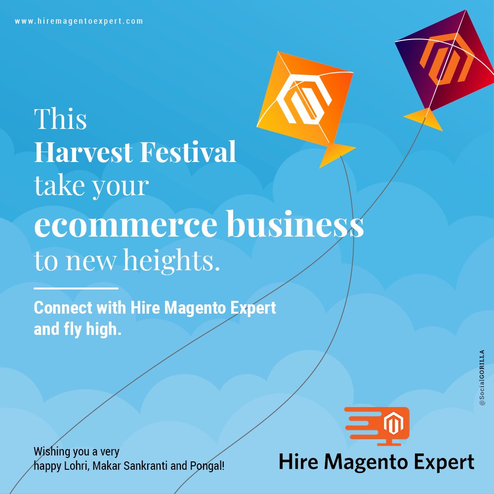 May you soar high with success just like your kites this harvest festival. Wishing you a very Happy Lohri, Makar Sankranti and Pongal!

#MakarSankranti #kitefestival #Lohri #lohricelebration #Pongal2021 #hiremagentoexpert #festiveseason #india #sankranti