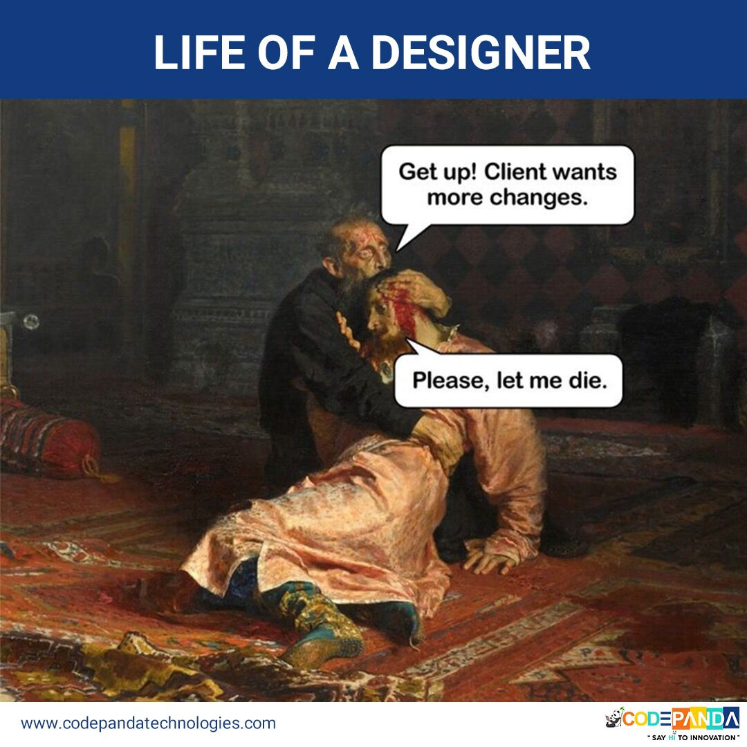 CodepandaTechs's tweet image. 𝐒𝐨𝐦𝐞𝐭𝐢𝐦𝐞 𝐇𝐨𝐰 𝐆𝐫𝐚𝐩𝐡𝐢𝐜 𝐃𝐞𝐬𝐢𝐠𝐧𝐞𝐫  𝐅𝐚𝐜𝐞 𝐒𝐨𝐦𝐞 𝐂𝐥𝐢𝐞𝐧𝐭.

#graphicdesignermemes #graphicdesigner #graphicdesigners #graphicdesignerlife #graphicdesignersclub