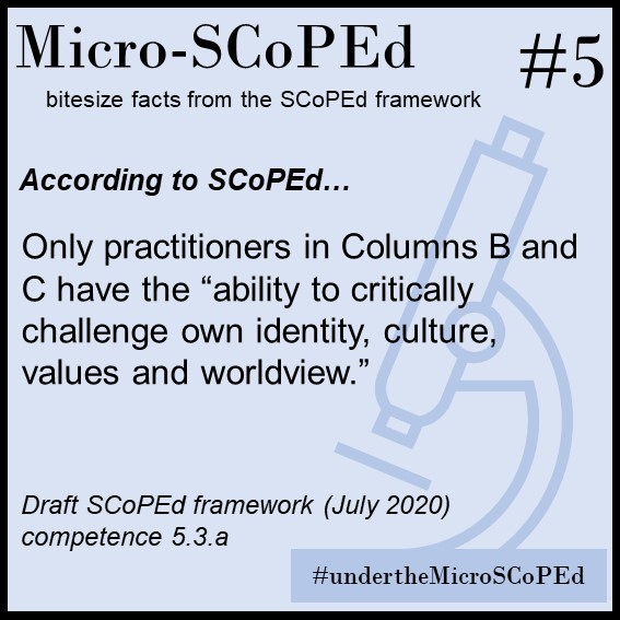 micro_scoped's tweet photo. #UnderTheMicroSCoPEd
According to #SCoPEd only practitioners in Columns B and C have the “ability to critically challenge own identity, culture, values and worldview.”
#Counselling #Psychotherapy #Regulation https://t.co/wNQ0isxyoP