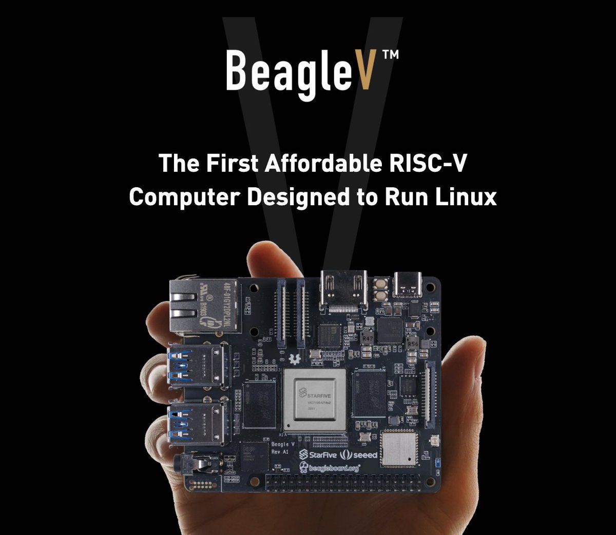 seeedstudio's tweet photo. Meet BeagleV™: The First Affordable RISC-V Single Board Computer Designed To Run Linux. https://t.co/srExmM7GxO 
Seeed, https://t.co/QI9uHG6yJs®, and StarFive together cooperated to create the latest member of the https://t.co/QI9uHG6yJs® series, BeagleV™. https://t.co/DVjqMJEPBx