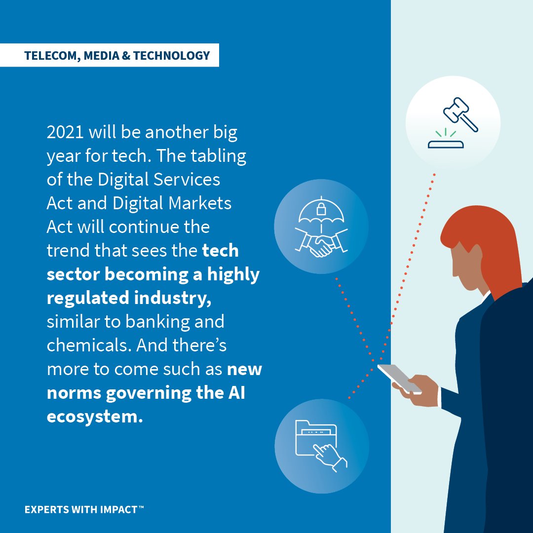 FTIconsultingEU's tweet photo. Check out our experts' predictions for 2021 in Telecom, Media & Technology: another busy year with the tabling of the #DigitalServicesAct & #DigitalMarketsAct, #AI regulation and invalidation of the #EUUSPrivacyShield! https://t.co/YrRMKpFkCu