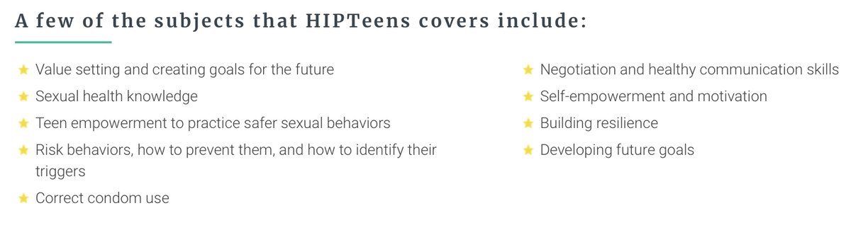 HIPTeensProgram's tweet image. Wondering what subjects are covered in the #HIPTeens curriculum? Here are just a few of the many things teens and emerging adults will learn through HIPTeens. #sexualhealth #reproductivehealth