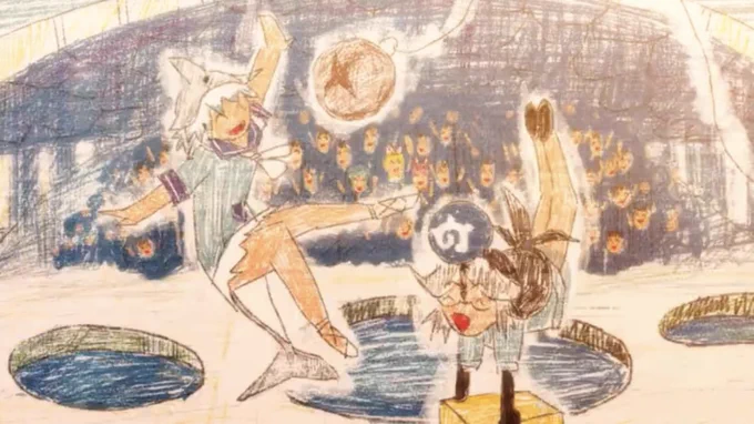 キュは神絵師ってよく言われてるけど
あの年でこの構図を描けるのはめっちゃすごいと思う!たぶん小学生くらいだよね 
