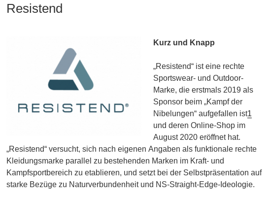 runtervdmatte's tweet photo. Über die Kleidungsmarke „Resistend“: https://t.co/mjDRHY1xy9 
Sie soll als rechte Alternative zu Funktionskleidung im Kraft-/#Kampfsport-bereich etabliert werden &amp; setzt auf Bezüge zu "Naturverbundenheit" und NS-Straight-Edge-Ideologie.
#RunterVonDerMatte #KeinHandshakeMitnazis https://t.co/Uhh1o6exqM