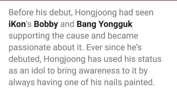 Polished Man Campaign:bobby join that campaign since 2017 until today. The campaign raise awareness about violence against children. other idol was inspired to do the same campaign because of him.  @YG_iKONIC  #BOBBY