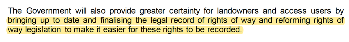 (6/8) This bit of the letter refers to the deadline in the CRoW Act to register all historic rights of way by 2026 – as  @RamblersGB have shown, there are almost 50,000 miles of lost rights of way that need registering, and it takes years to do so.