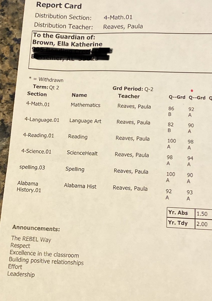 shellibrown2777's tweet photo. So proud of our girl, straight A’s for the 2nd nine weeks, way to go Ell-Bell!! @coachjeremyb https://t.co/CjaQPMuSet