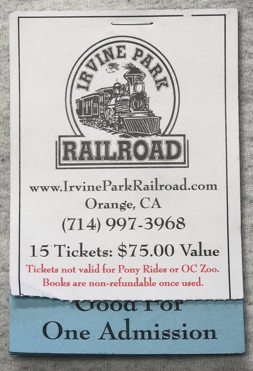IrvineParkRR's tweet photo. For a limited time only, ticket books are available online at a discounted price. 15 tickets total for only $50.00, normally $75.00! These tickets never expire and are good for all of our events, except Christmas Train. To purchase this book please visit https://t.co/M2zCBUgdzb https://t.co/b6WunJMipe