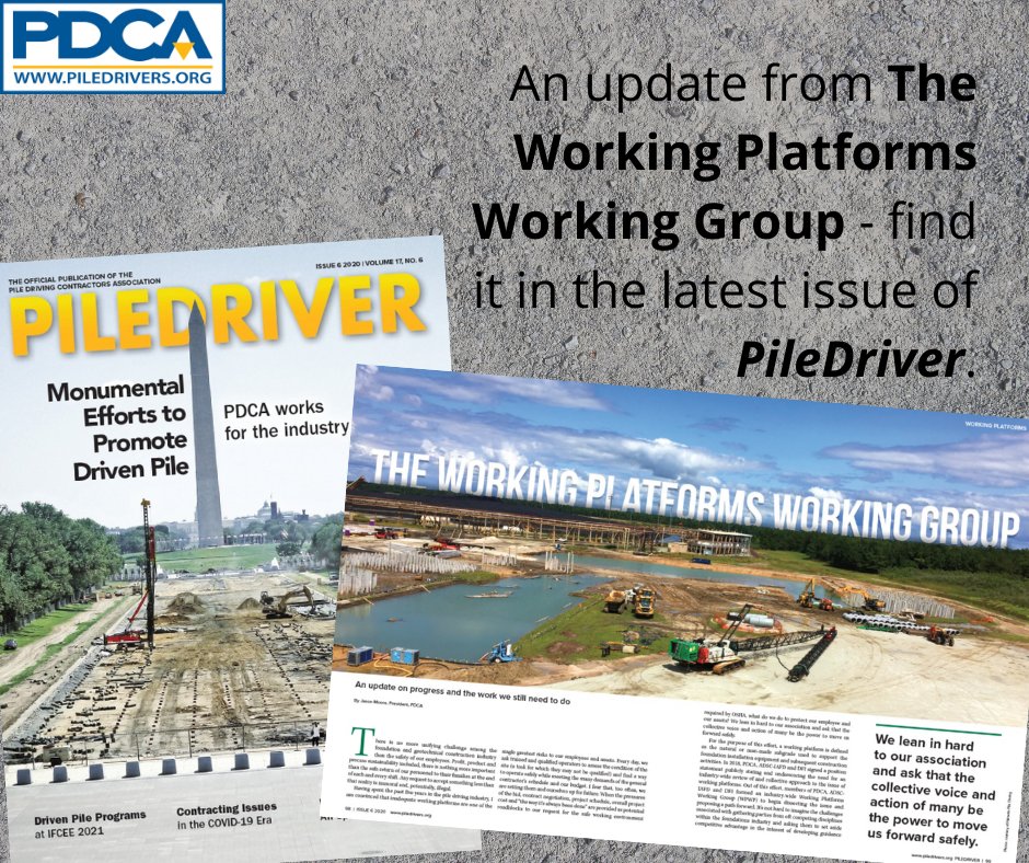 PDCAorg's tweet image. Progress has been made, but there is still work to do with respect to #WorkingPlatforms. PDCA president Jason Moore wrote an article in the latest issue of PileDriver to update members - and industry - on where we're at with this important industry issue.

lesterfiles.com/pubs/PDCA/digi…