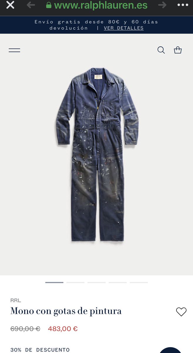 cesarcajete's tweet photo. Estáis fatal @RalphLauren...

Mono con gotas de pintura 483€

De #rebajas; estaba a 690€.

#VamosAMorirTodos #PaletasInStyle 

#OMG #Gensanta

#moda  #estilo https://t.co/d8S37glugc