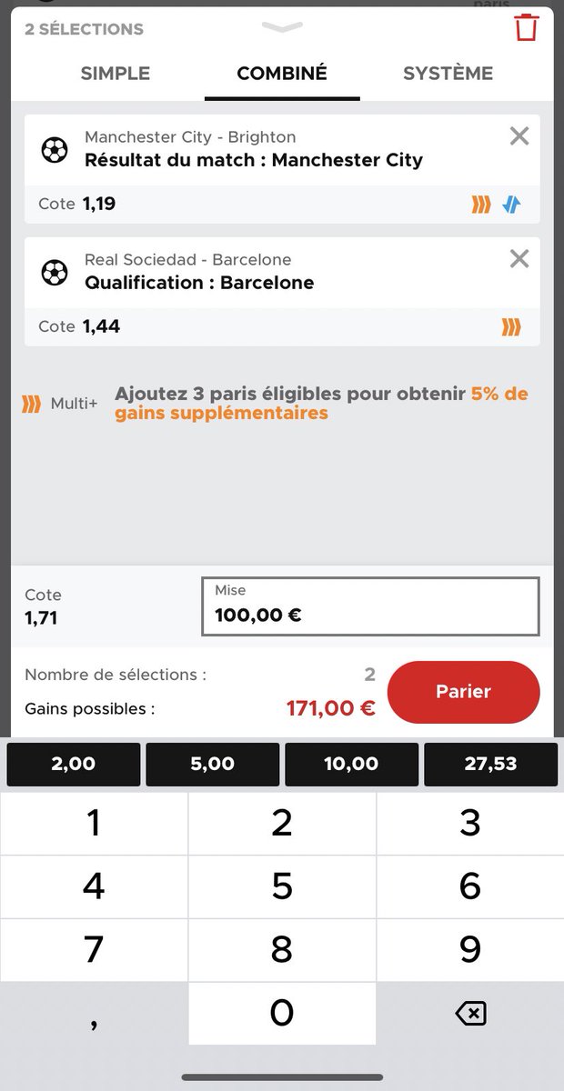 pronos_rx's tweet photo. ⚡️Safe du jour⚡️ 

On essaye de se rattraper d’hier 💪

⚽️🏴󠁧󠁢󠁥󠁮󠁧󠁿:19h00: Man City (1,19)
⚽️🇪🇸:21h00: Qualification Barcelone (1,44 )

Cotes totales 1,71 📊

♻️/❤️ si tu soutiens !!!!

#TeamParieur #Pronodujour https://t.co/rgsWwTR2yX