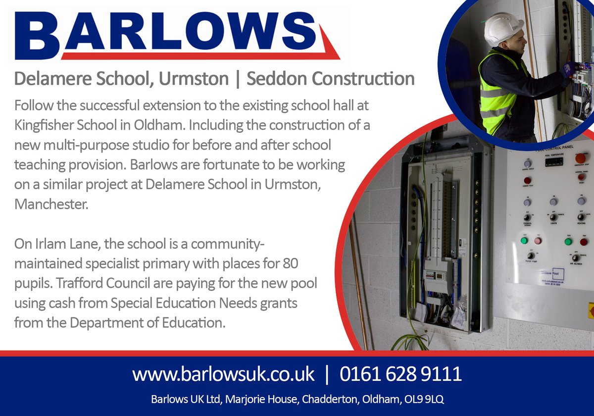 We are fortunate to be working on a project at Delamere School in Urmston, Manchester for Seddon! Scheduled to finish at the end of January, we are excited to see the outcome of another fantastic project.

More information here 👉 barlows-electrical.com/2021/01/delame…

#ElectricalInstallation
