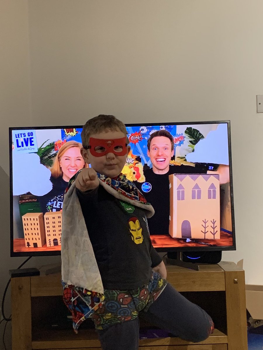 He was dressed like this from 8.00 this morning in preparation 😀 #LetsGoLive @maddiemoate @gregfoot @Mirca81