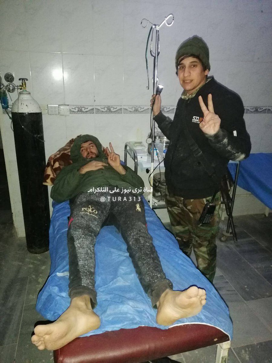 Images of two  #PMU members injured in the reported  #IDF strikes on the  #Syria/ #Iraq border.