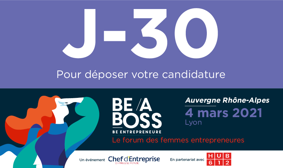 PARTENAIRE📣#Beaboss2021 Auvergne Rhône-Alpes : Vous êtes une femme, porteuse d'un projet ou déjà entrepreneure ? J-30 pour candidater ! 
--&gt; Candidatures gratuites sur bit.ly/39eJHJa
--&gt; Programme complet de la journée et inscription sur bit.ly/2Lm9Yxs