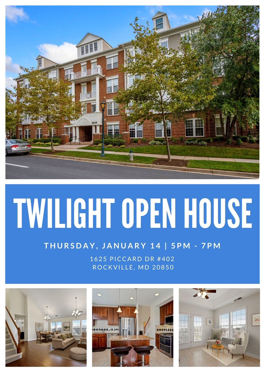 KilnerGroup's tweet image. Come visit us at our #TwilightOpenHouse at 1625 Piccard Drive #402 Rockville, MD 20850 from 5-7PM on Thursday, January 14th!

#ComingSoon #NewListing #ForSale #OpenHouse #SellingMD #SellingRockville #MDRealEstate #MDRealtor #RealEstate #Realtor #KilnerGroup #RLAH #RaisingtheBar