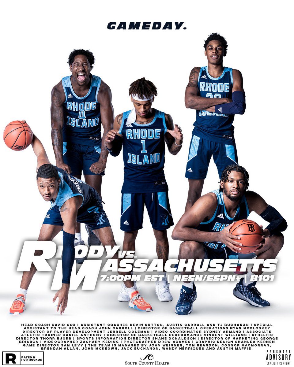 Buckle Up, it’s Gameday 🏁

📍 : Mullins Center (Amherst, MA)
⏰ : 7:00PM EST
📺 : es.pn/38GnHrL
🎧 : bit.ly/3soOArV
📈 : bit.ly/2KafMcK

#TheRhodyWay  |  <a href="/schealthri/">South County Health</a>