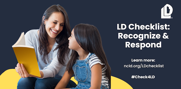 ncldorg's tweet photo. Think your child has a learning disability (LD)? Don’t know what to do next? We developed the LD Checklist: Recognize & Respond tool, an interactive resource to help you spot the potential signs of #LD. Take the first step here: https://t.co/8W14GRgnNT. #Check4LD https://t.co/uBNhZBNLmY