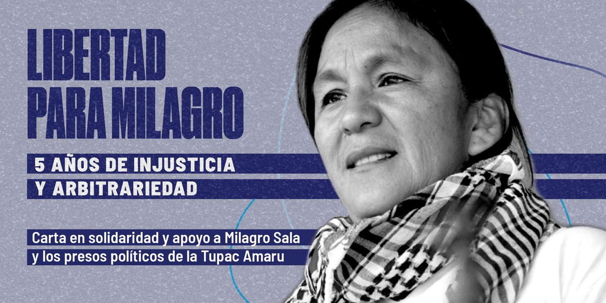 buenosaires3d's tweet photo. 👉5 Años que Milagro Sala está presa ⚠️

➡️ Compartimos la carta de todxs lxs firmantes que pedimos la libertad de #MilagroSala

📲 Link para que lean la carta Completa ⬇️
https://t.co/z2VkxgT1iQ

#LibertadParaMilagro 
#5anosDeArbitrariedad https://t.co/HWknzbAxbn