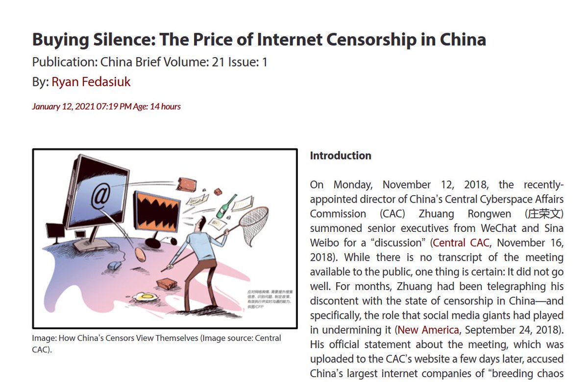In my latest for  @ChinaBriefJT, I investigated the budgets of Chinese government and CCP offices responsible for silencing political opponents on the internet.It turns out silence is expensive—and one of the Party's top priorities (1/9): https://jamestown.org/program/buying-silence-the-price-of-internet-censorship-in-china/