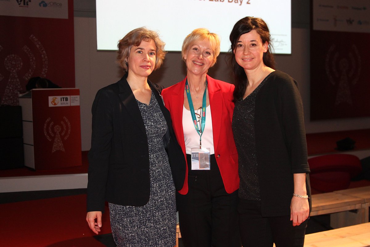 Lottmus's tweet photo. Delighted to be working w/ these two lovely ladies again     (Anja &amp; Juliane) as we prepare for #ITBBerlin 2021 9Th March - online &amp; on fire.  
Throw back @ITB_Berlin 2019 after we wrapped up (TTA) Technology Tours and Activities Forum. A brilliant day. pic via @TravelMedia_ie https://t.co/9svMkpYeSg