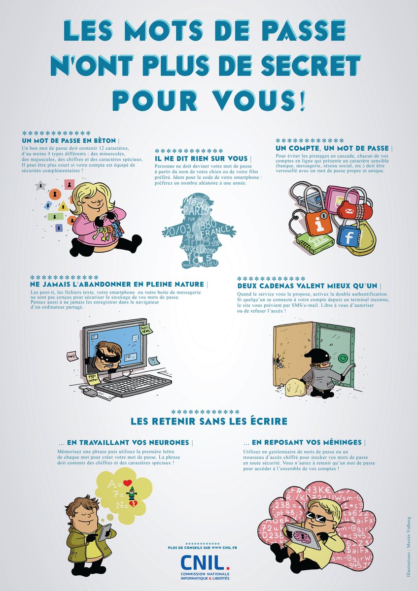 CNIL's tweet photo. Gérer ses #MotsDePasse personnels en toute sécurité 🔐➡ https://t.co/vXosRHOcqy https://t.co/nbCz7q2Bgu