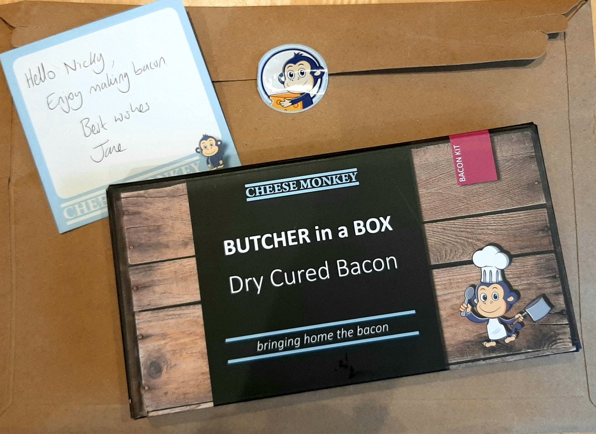 Northnursenicky's tweet photo. Free pressie from #cheesemonkey a bacon curing kit woohoo! https://t.co/fHFPAuwTzC